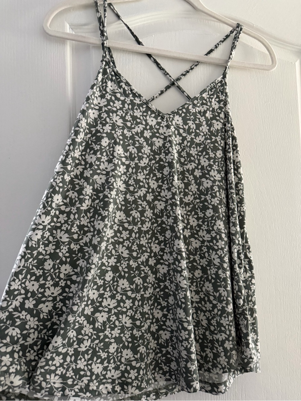 PaperMoon Sage Green Floral Crisscross Cami Top